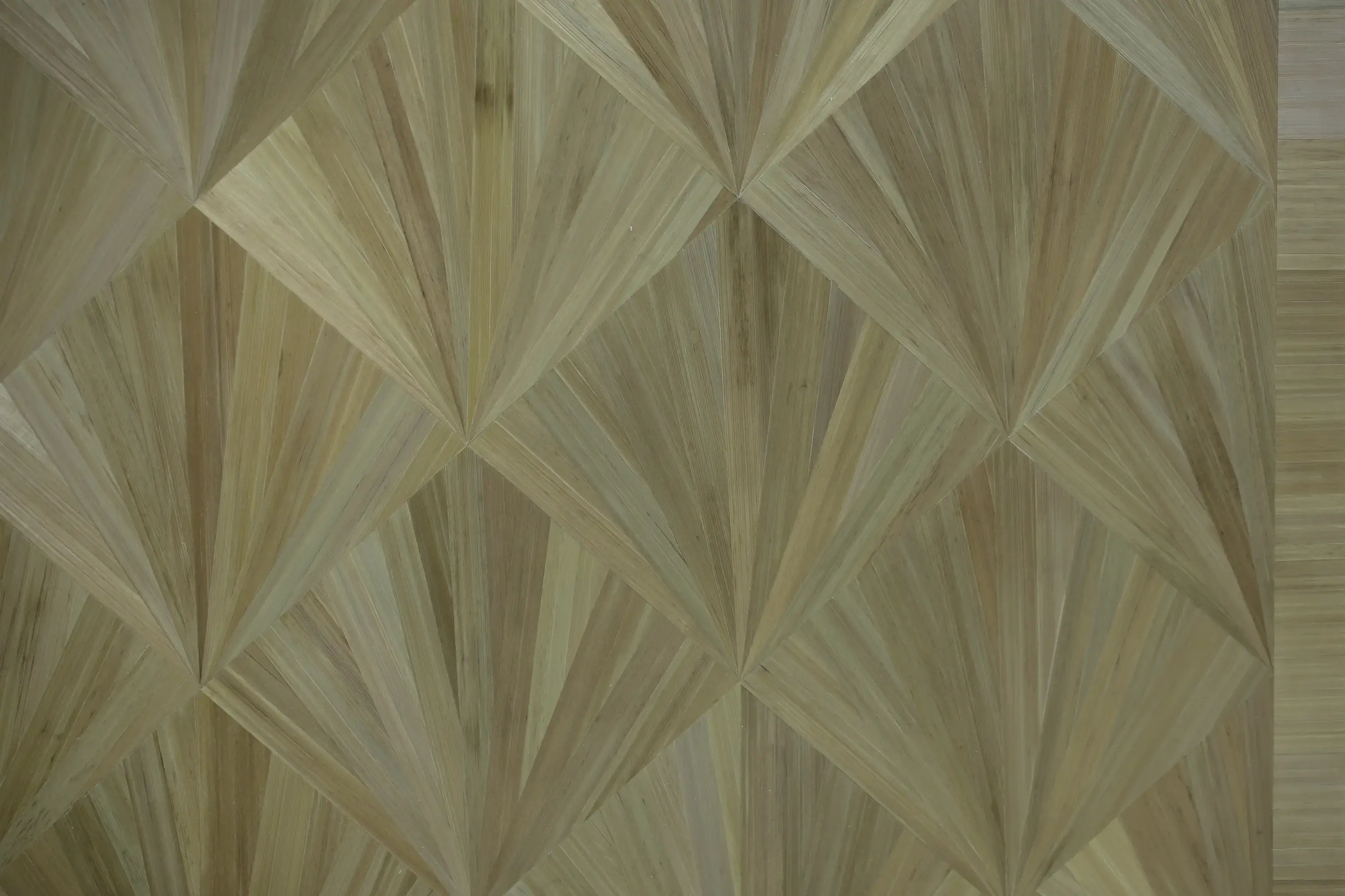 Marqueterie de paille, parchemin et éclairage variable.